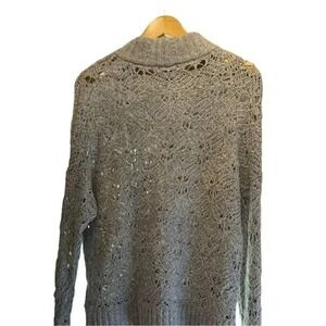 American‎ Eagle Womens Crochet Knit Gray Sweater Mock Neck Size XL